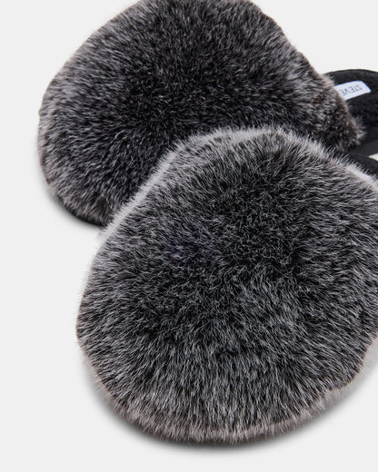 POOF GREY Slip-On Faux Fur Mule Women's Flat | Steve Madden