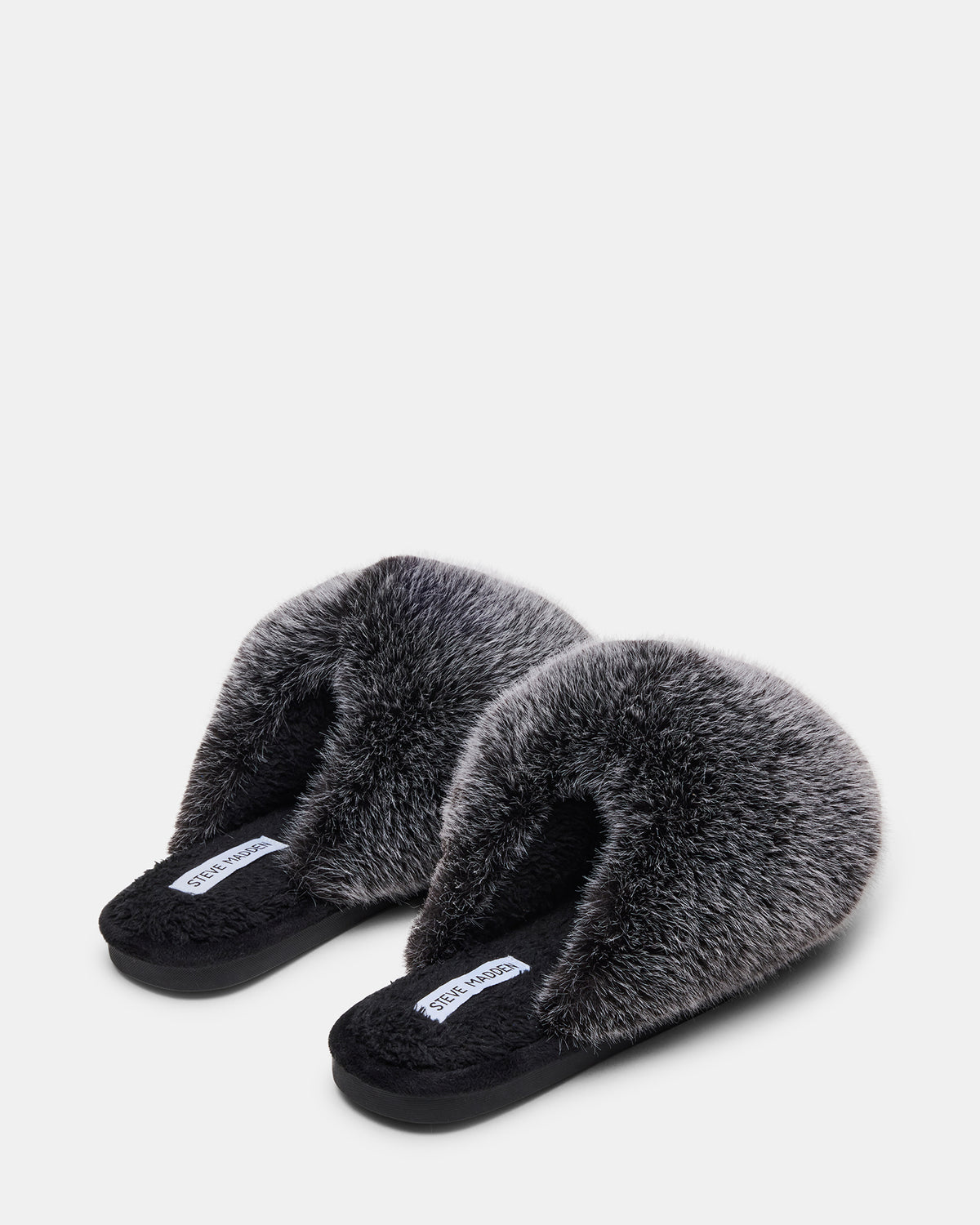 POOF GREY Slip-On Faux Fur Mule Women's Flat | Steve Madden