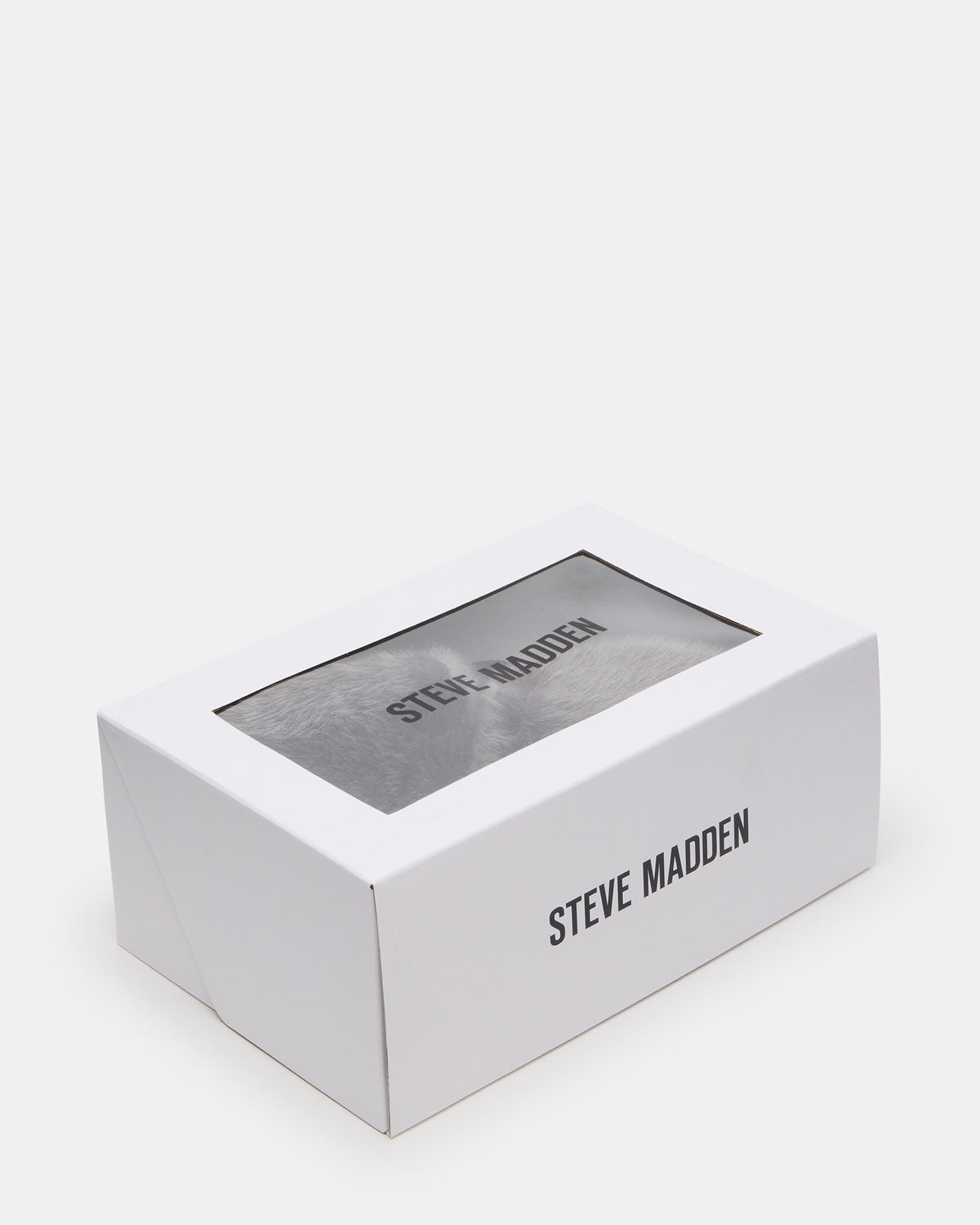 POOF GREY Slip-On Faux Fur Mule Women's Flat | Steve Madden