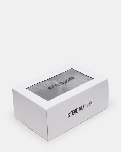 POOF GREY Slip-On Faux Fur Mule Women's Flat | Steve Madden