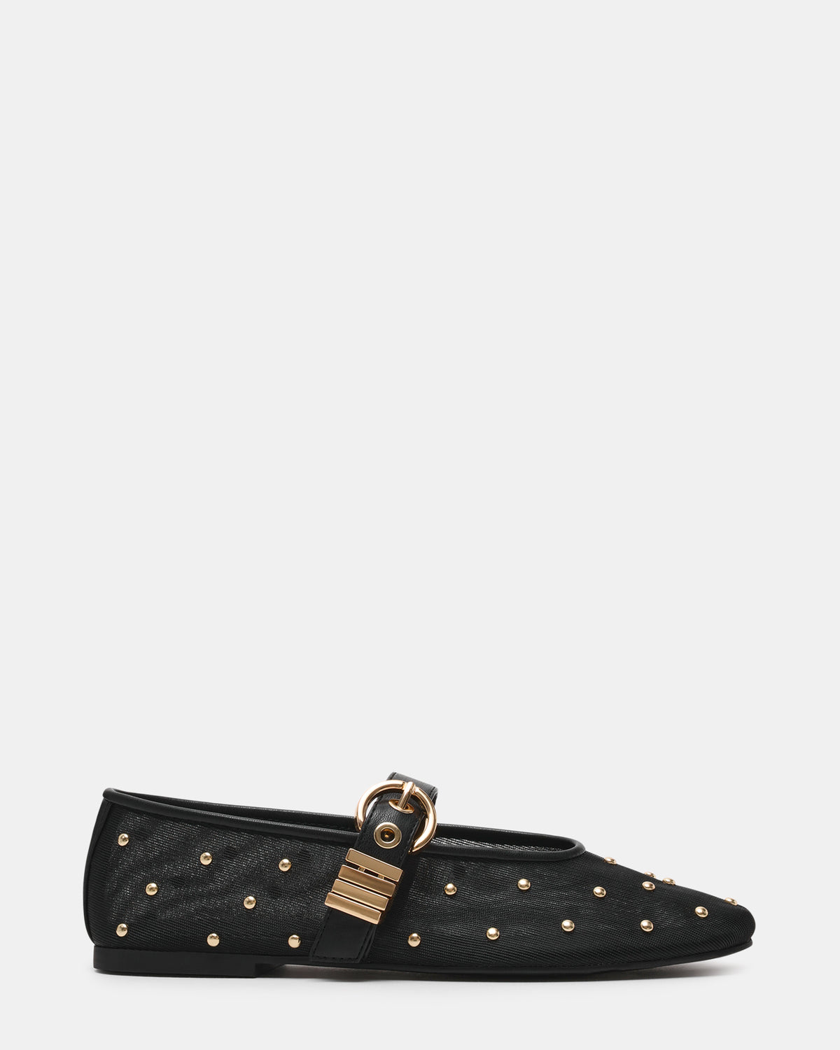 LUCIA Stud Black Multi Mesh Mary Jane Ballet Women's Flat | Steve Madden
