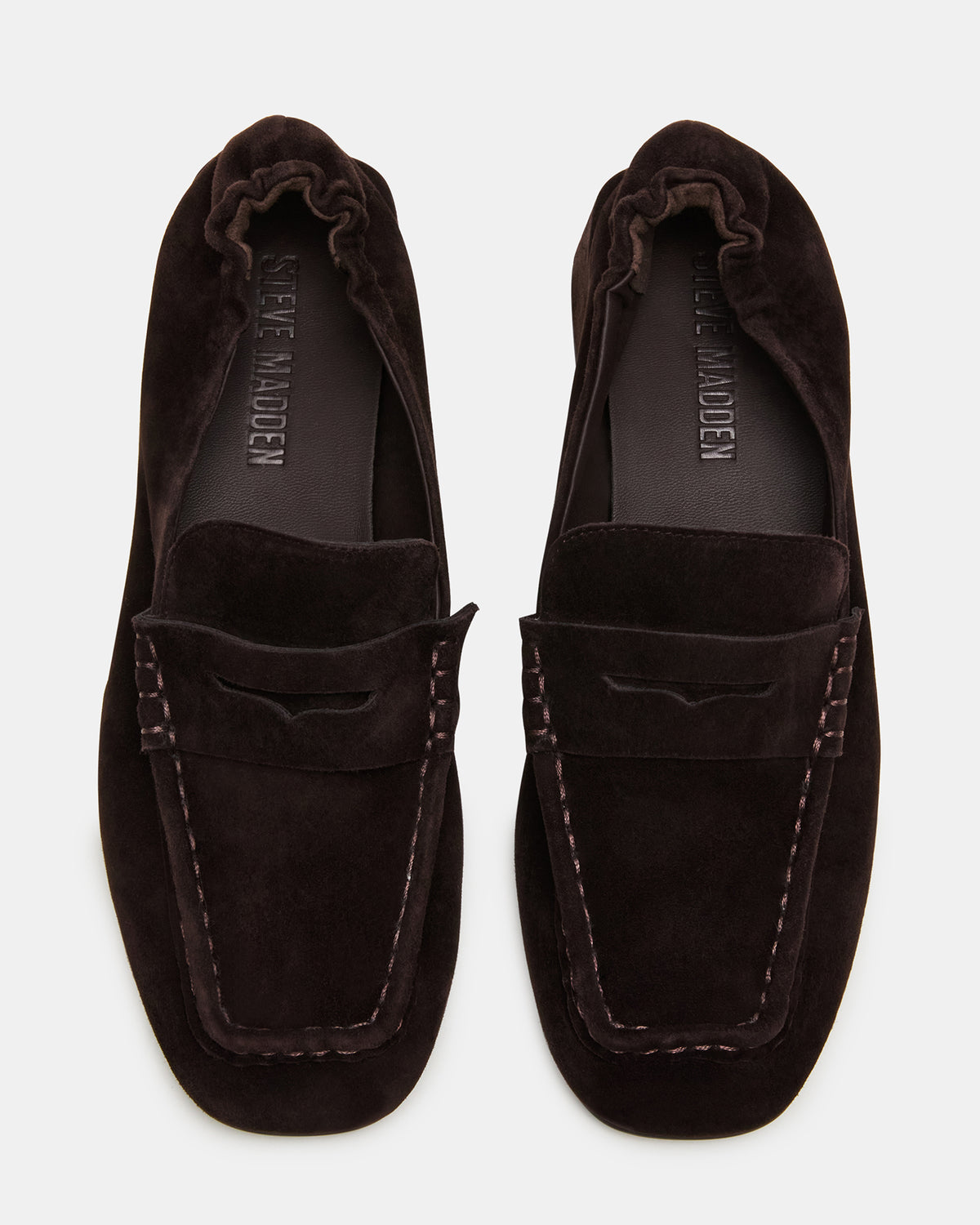 ESTEE Brown Suede Square-Toe Heeled Women's Loafer | Steve Madden