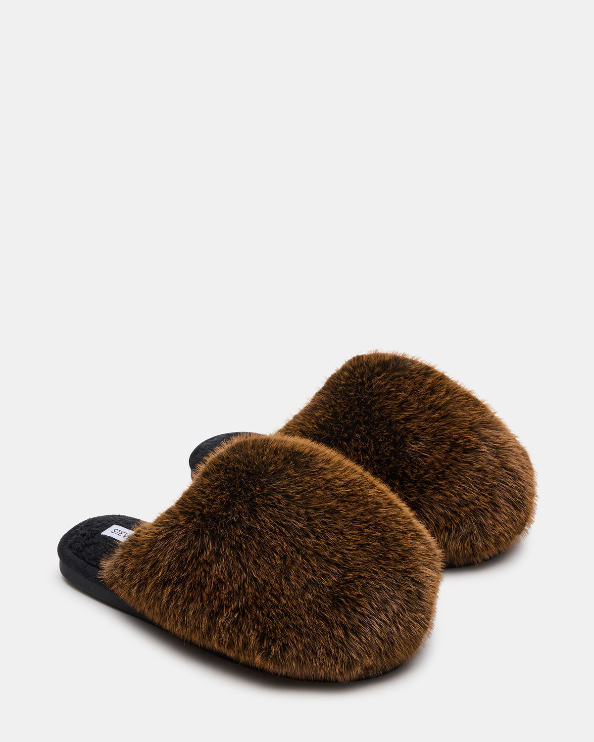 POOF Brown Slip-On Faux Fur Mule Women's Flat | Steve Madden