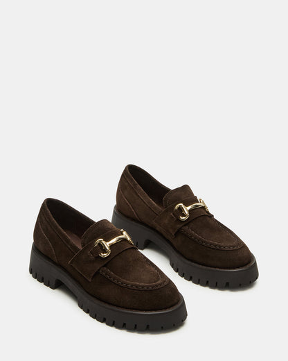 LANDO Brown Suede Lug Women's Loafer | Steve Madden