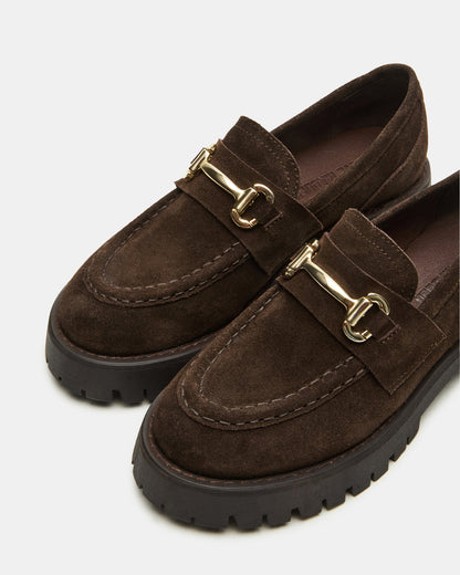 LANDO Brown Suede Lug Women's Loafer | Steve Madden