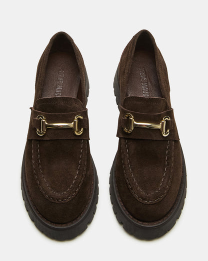LANDO Brown Suede Lug Women's Loafer | Steve Madden