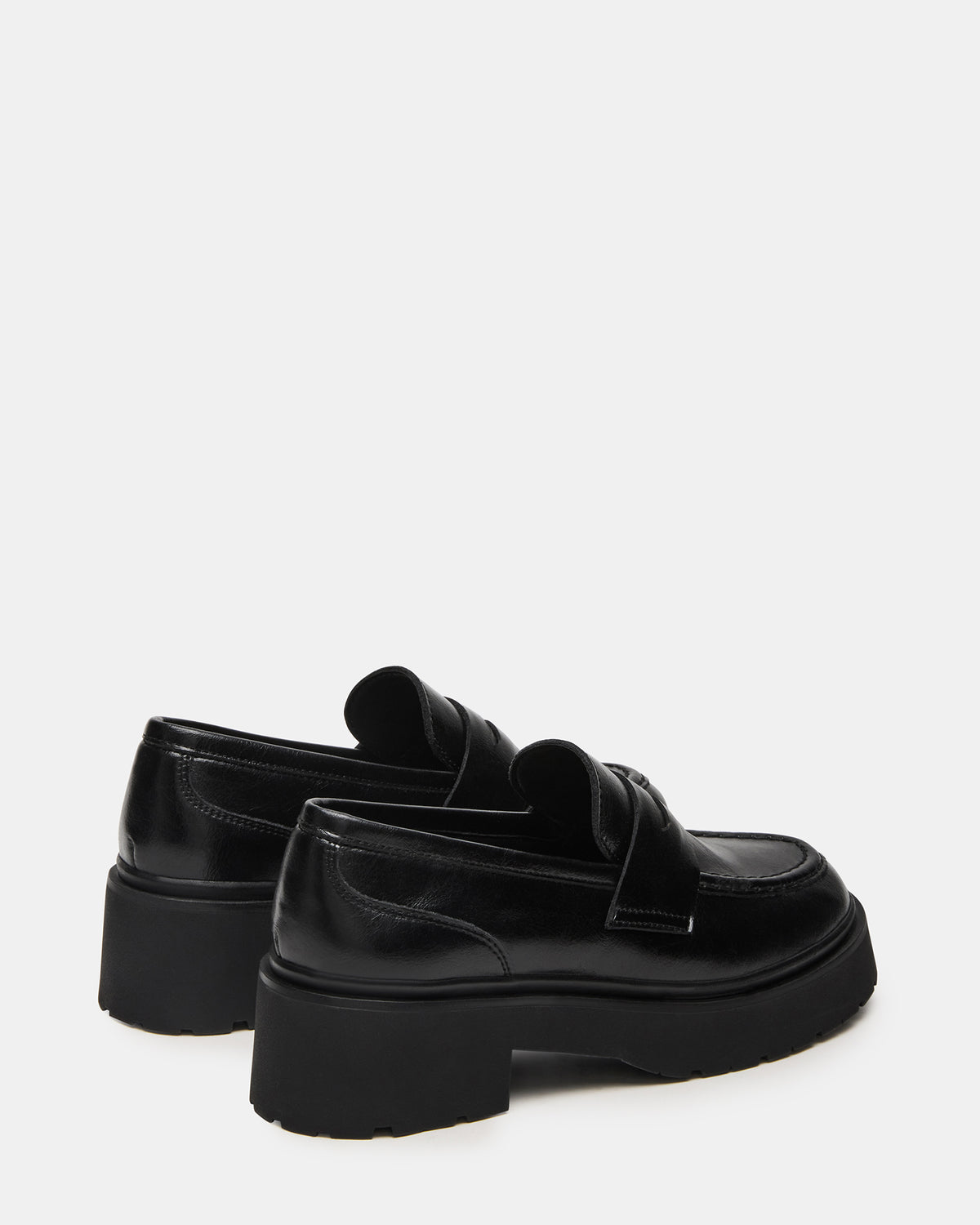 LAYKEN Black Leather Platform Lug Women's Loafer | Steve Madden