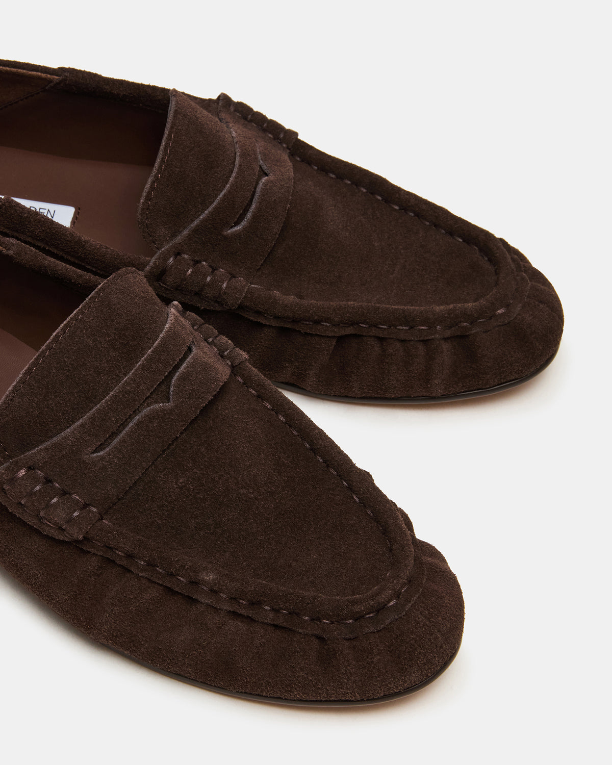 ROGER Chocolate Brown Suede Slip-On Women's Loafer | Steve Madden