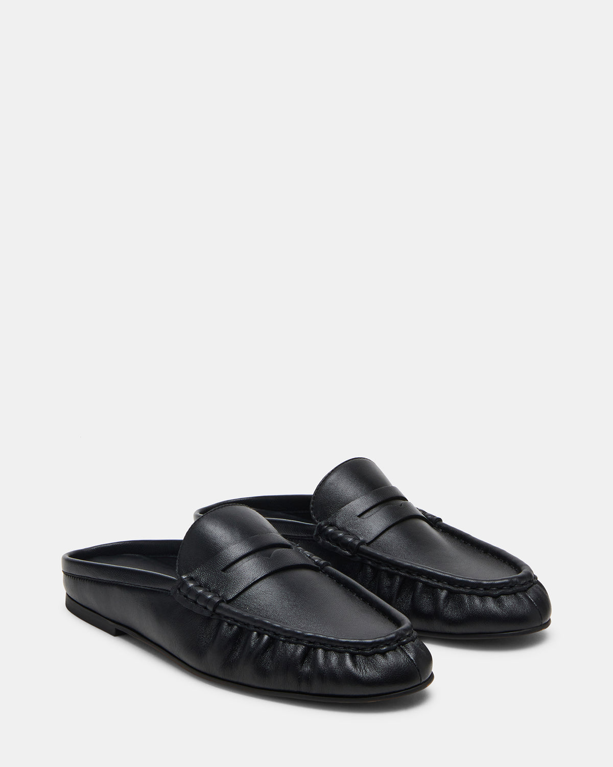 RAFE Black Leather Slip-On Mule Women's Flat | Steve Madden