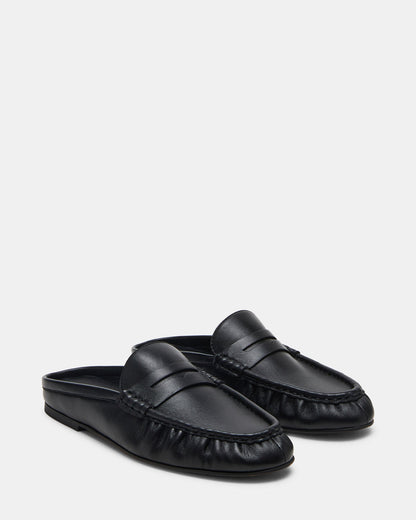 RAFE Black Leather Slip-On Mule Women's Flat | Steve Madden