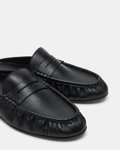 RAFE Black Leather Slip-On Mule Women's Flat | Steve Madden