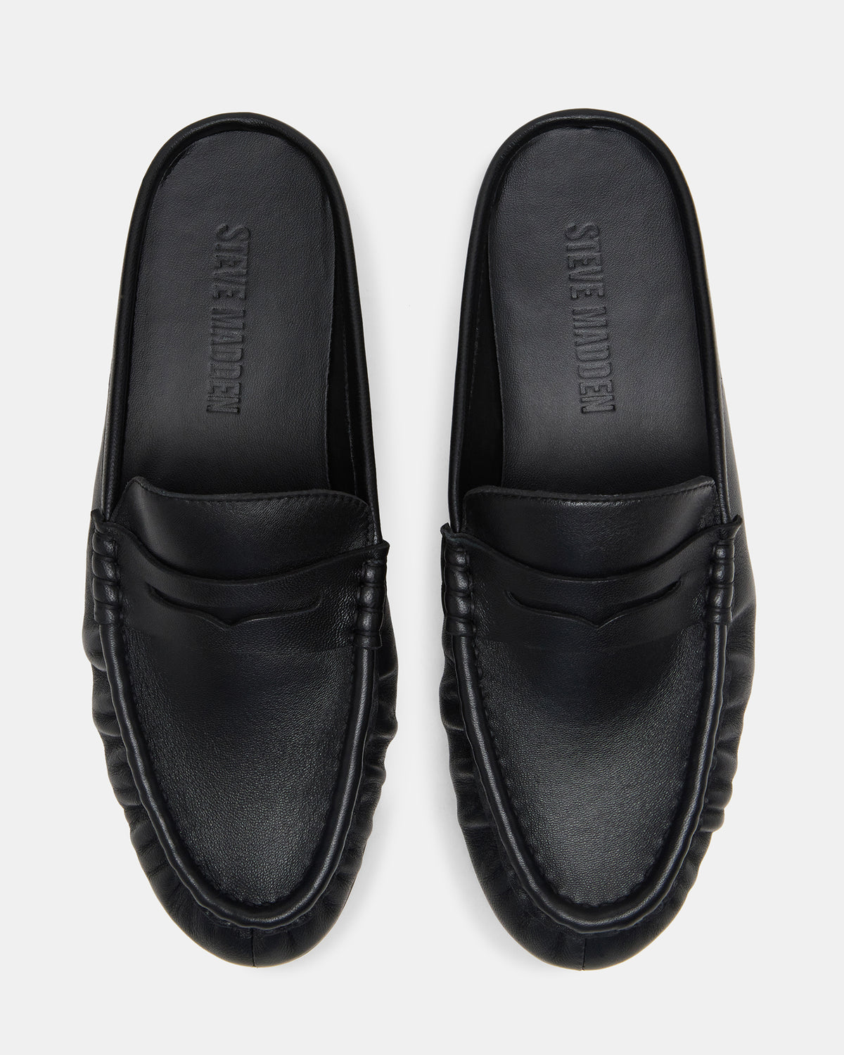 RAFE Black Leather Slip-On Mule Women's Flat | Steve Madden