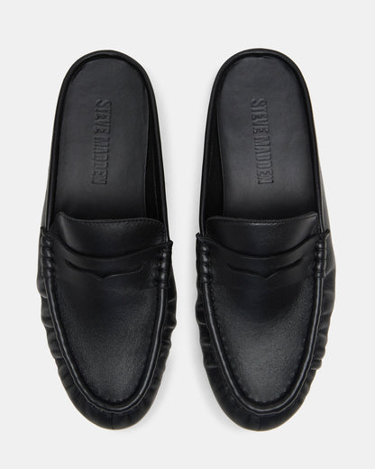 RAFE Black Leather Slip-On Mule Women's Flat | Steve Madden