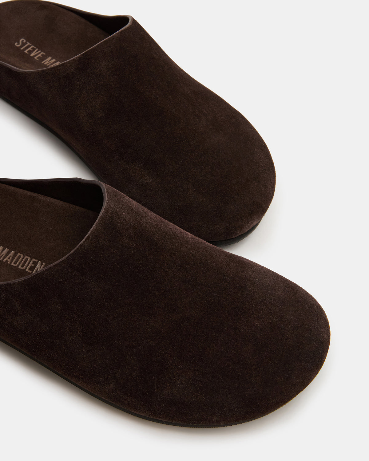 FERN Brown Suede Mule Slip-On Round-Toe Women's Flat | Steve Madden