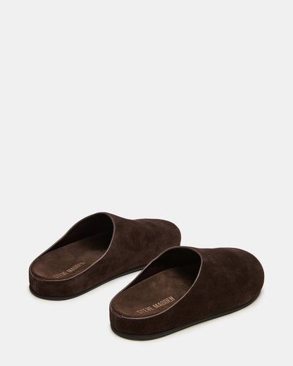 FERN Brown Suede Mule Slip-On Round-Toe Women's Flat | Steve Madden