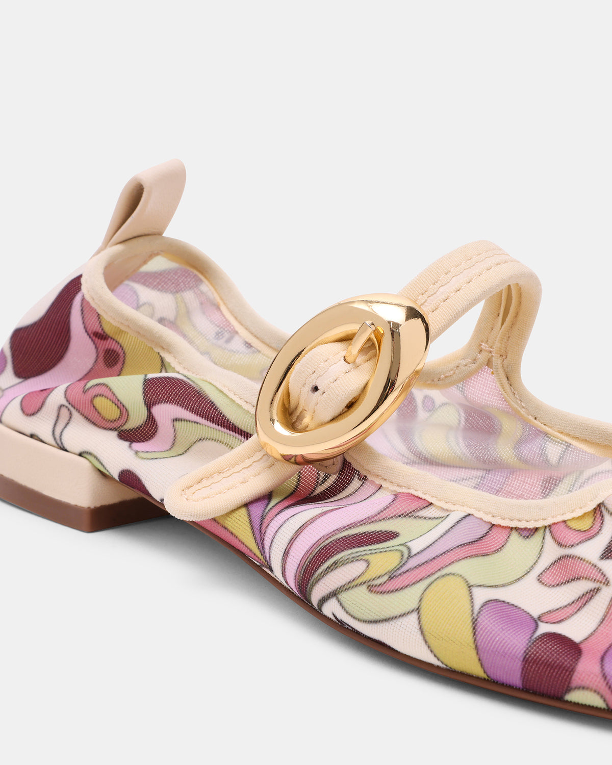 DAFFIA Purple Multi Mary Jane Gold-Detail Buckle Ballet Women's Flat | Steve Madden