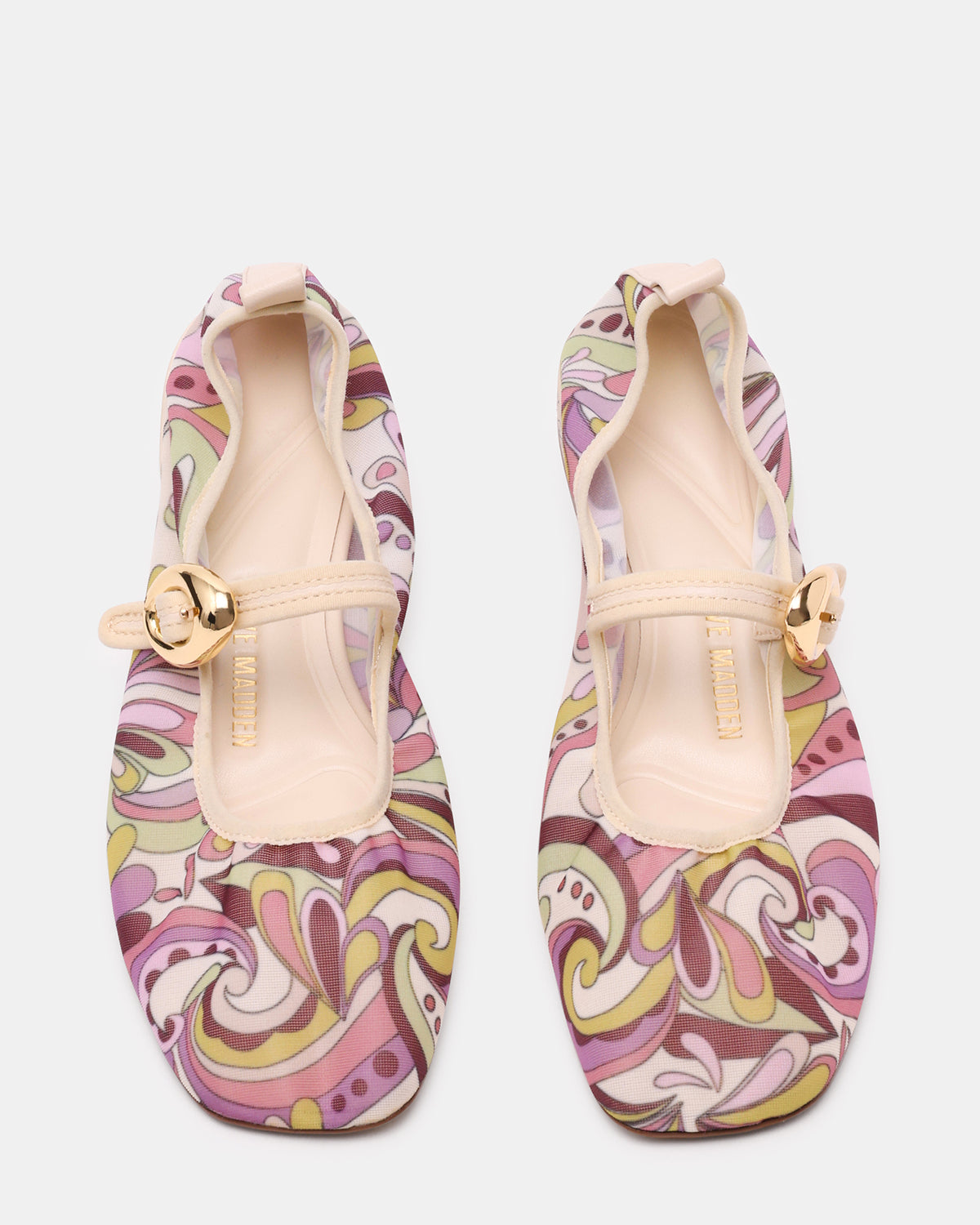DAFFIA Purple Multi Mary Jane Gold-Detail Buckle Ballet Women's Flat | Steve Madden