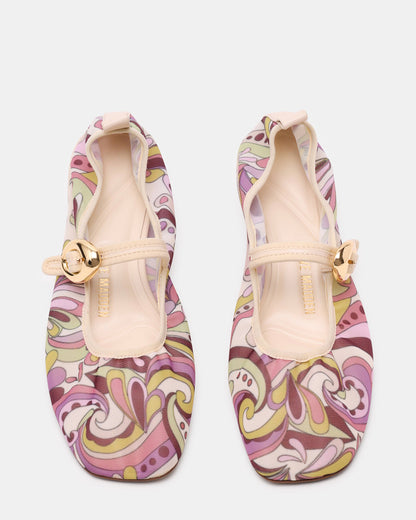 DAFFIA Purple Multi Mary Jane Gold-Detail Buckle Ballet Women's Flat | Steve Madden