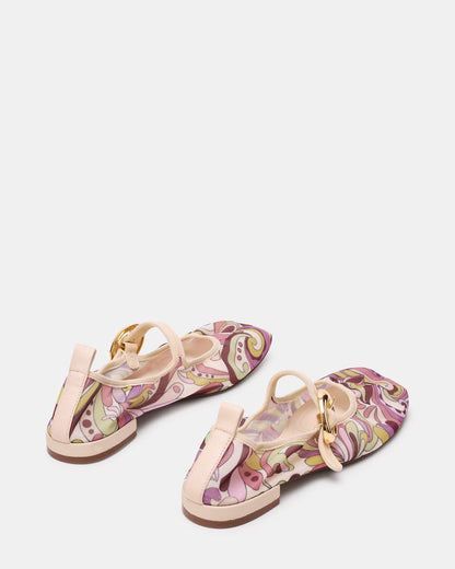 DAFFIA Purple Multi Mary Jane Gold-Detail Buckle Ballet Women's Flat | Steve Madden
