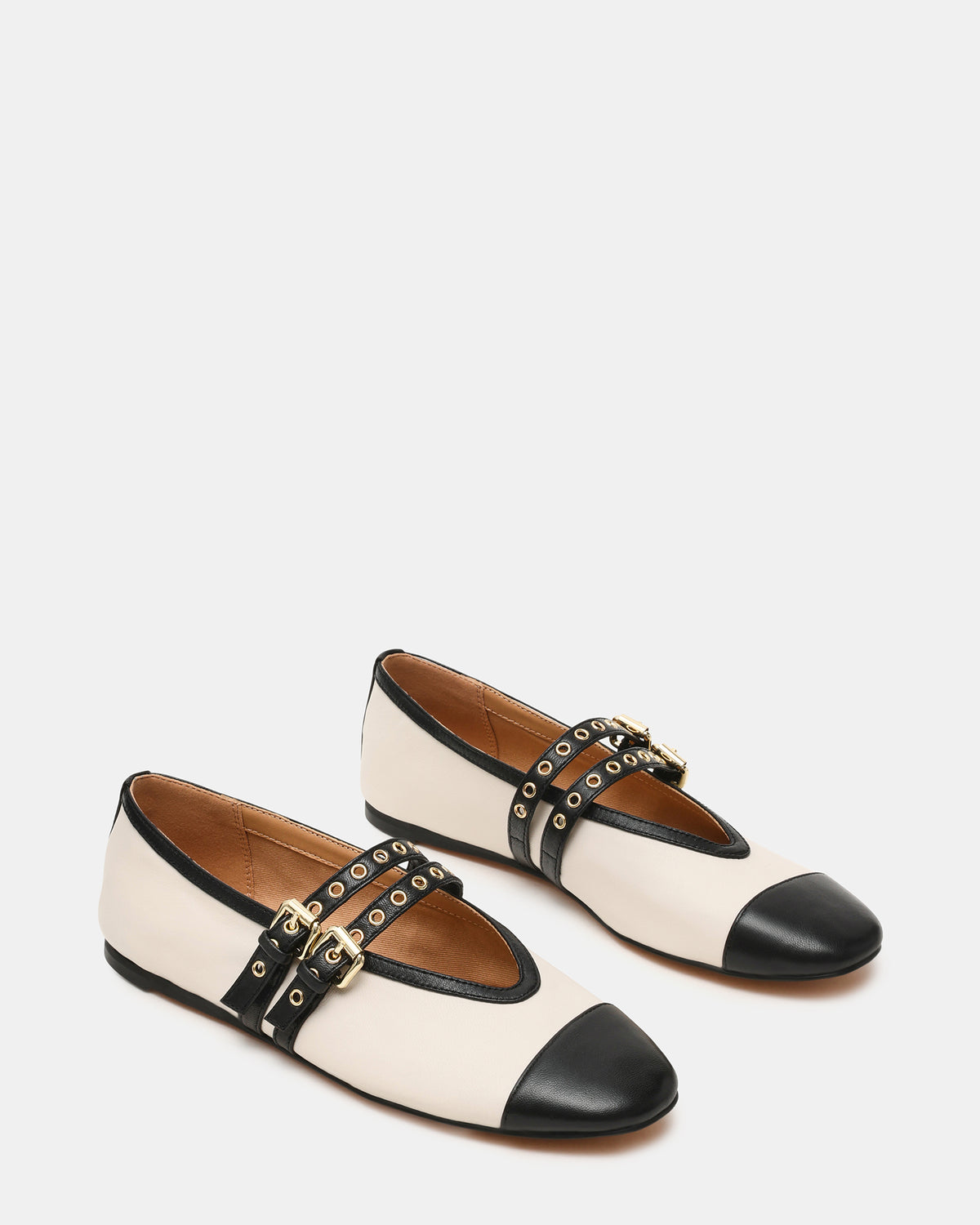 LYDIA Cap Bone Black Mary Jane Ballet Women's Flat | Steve Madden