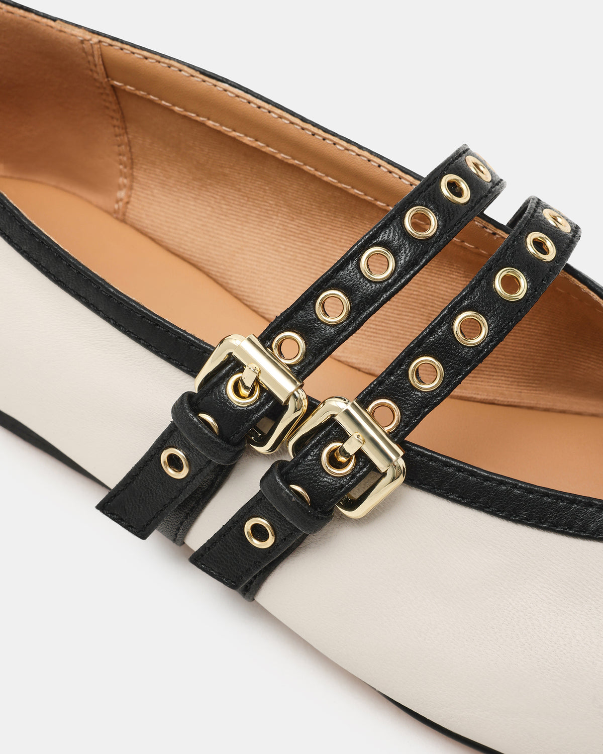 LYDIA Cap Bone Black Mary Jane Ballet Women's Flat | Steve Madden