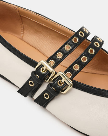 LYDIA Cap Bone Black Mary Jane Ballet Women's Flat | Steve Madden