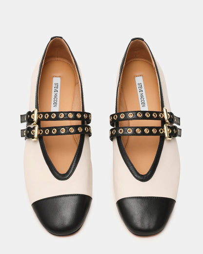 LYDIA Cap Bone Black Mary Jane Ballet Women's Flat | Steve Madden