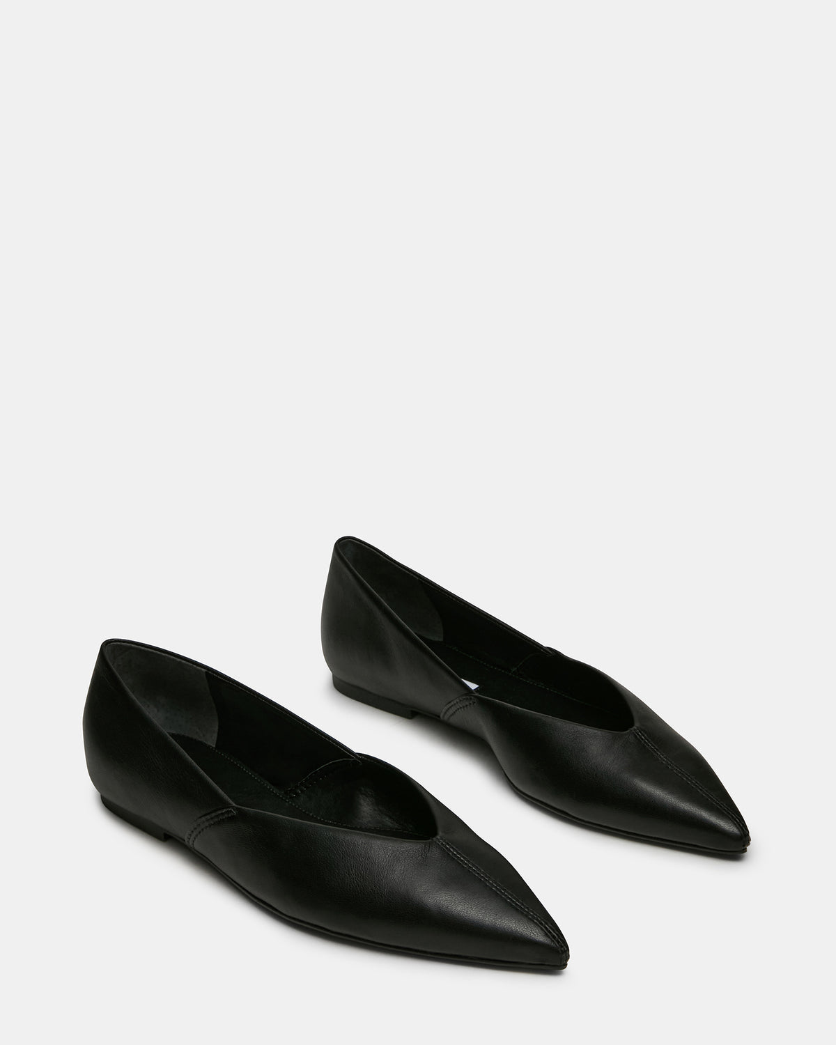TOVI Black Leather Pointed-Toe Ballet Women's Flat | Steve Madden