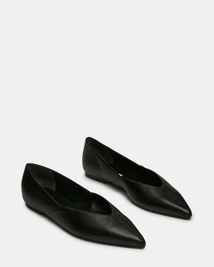 TOVI Black Leather Pointed-Toe Ballet Women's Flat | Steve Madden