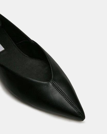 TOVI Black Leather Pointed-Toe Ballet Women's Flat | Steve Madden