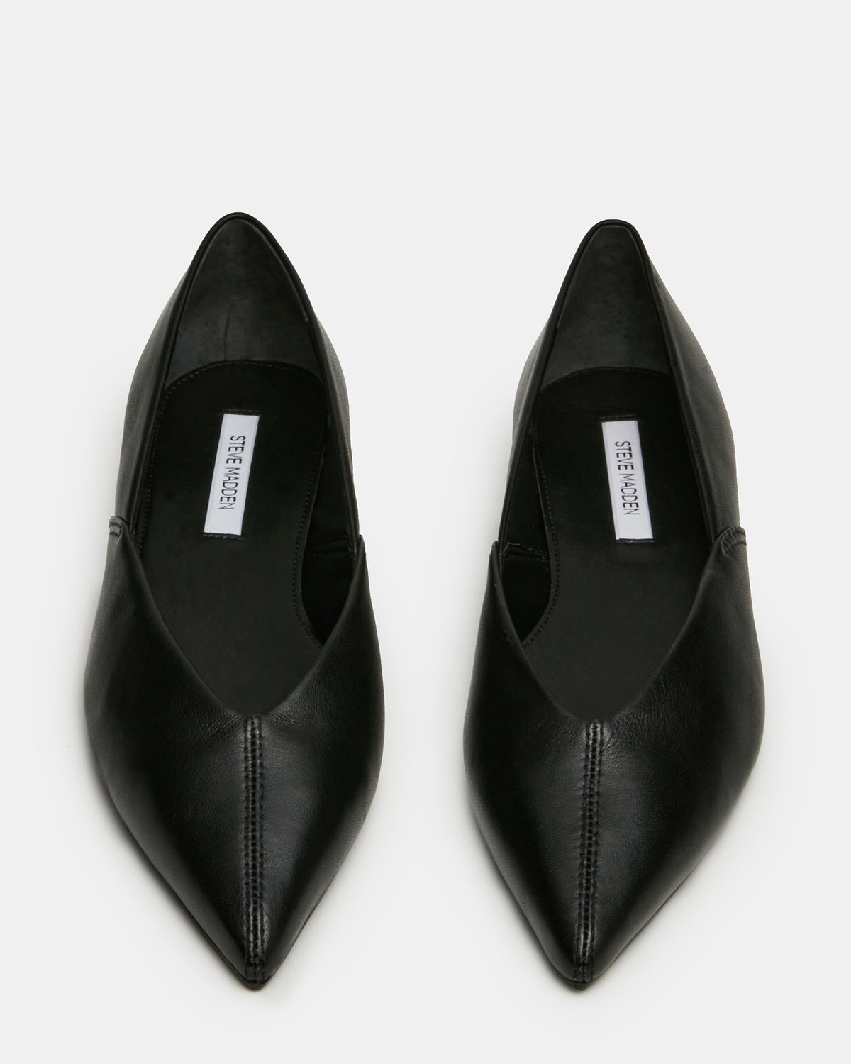 TOVI Black Leather Pointed-Toe Ballet Women's Flat | Steve Madden