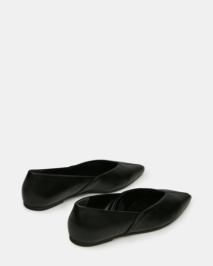 TOVI Black Leather Pointed-Toe Ballet Women's Flat | Steve Madden