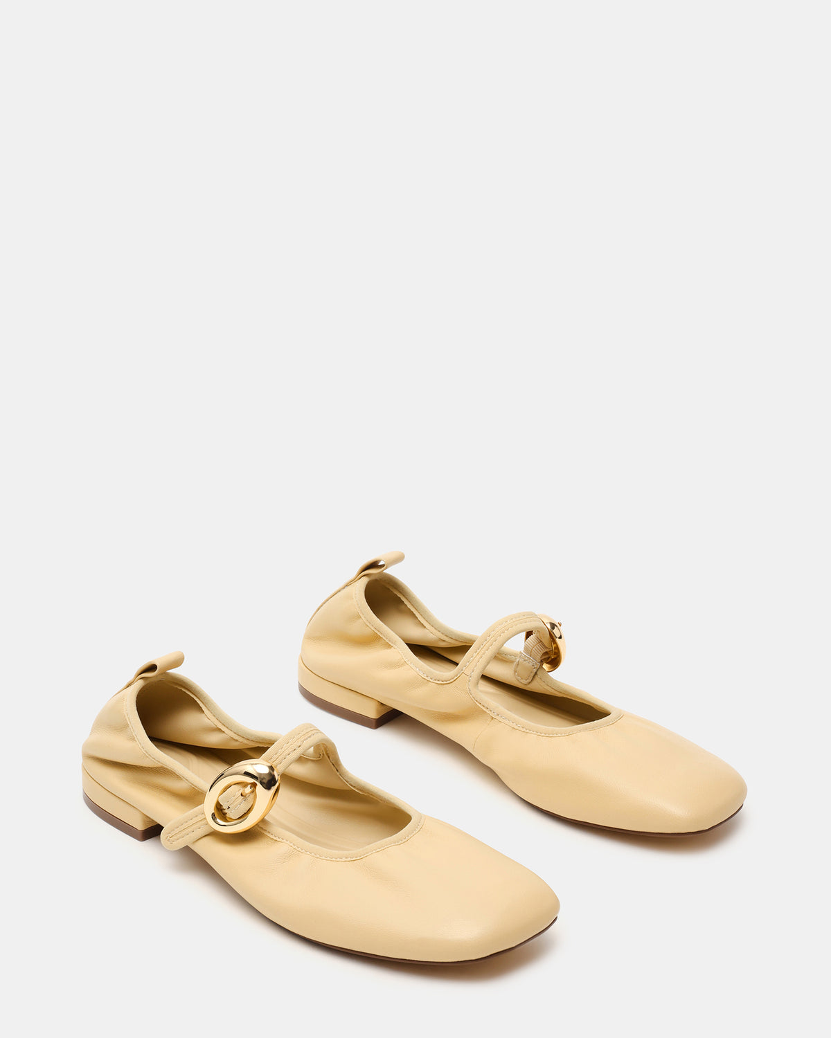 DAFFIA Butter Leather Mary Jane Gold-Detail Buckle Ballet Women's Flat | Steve Madden