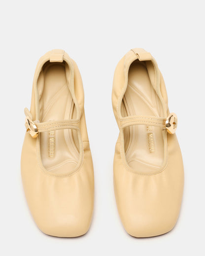 DAFFIA Butter Leather Mary Jane Gold-Detail Buckle Ballet Women's Flat | Steve Madden