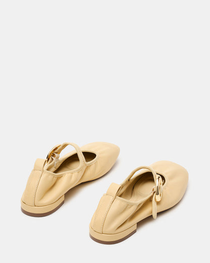 DAFFIA Butter Leather Mary Jane Gold-Detail Buckle Ballet Women's Flat | Steve Madden