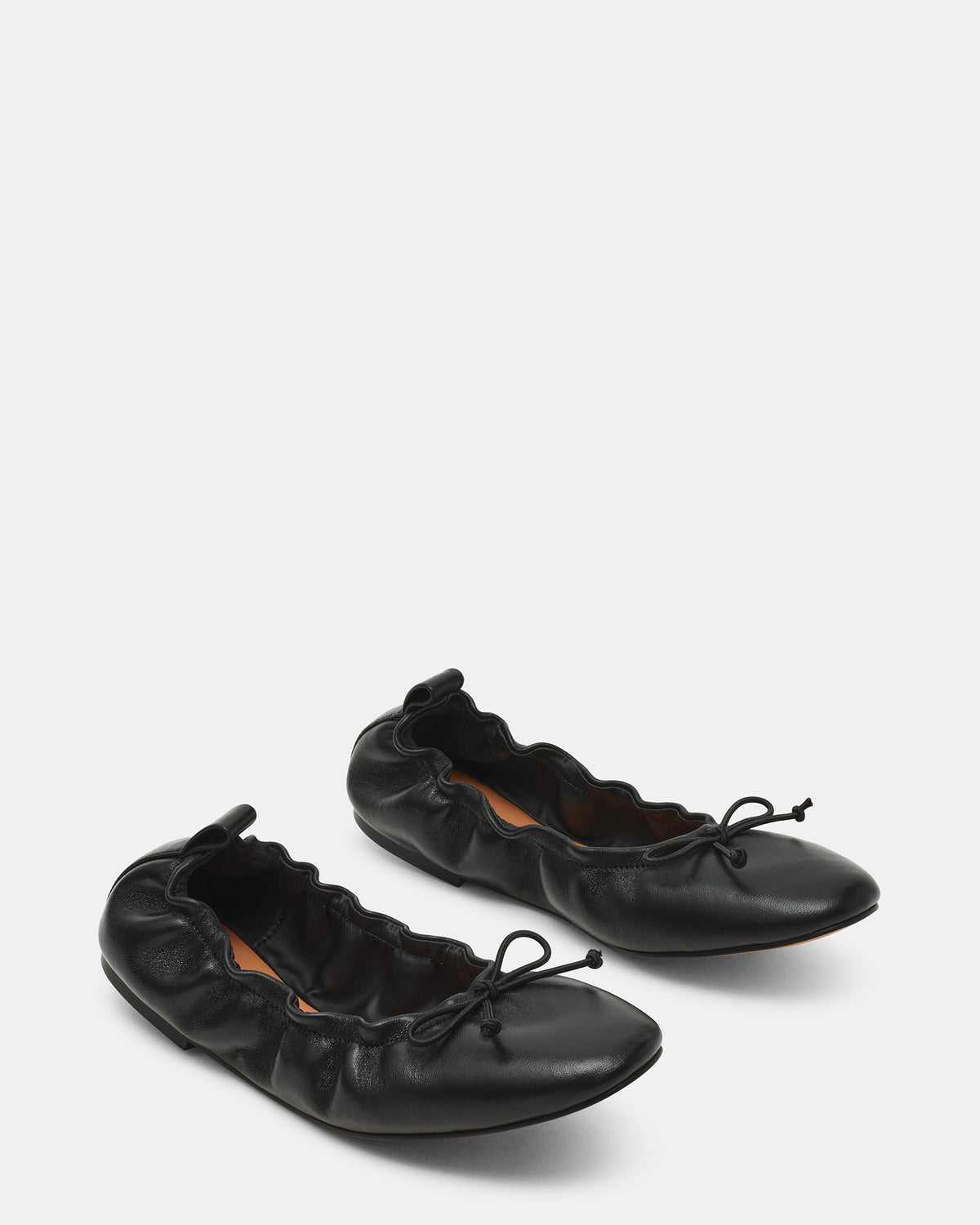 LANTI Black Leather Bow Round-Toe Women's Flat | Steve Madden