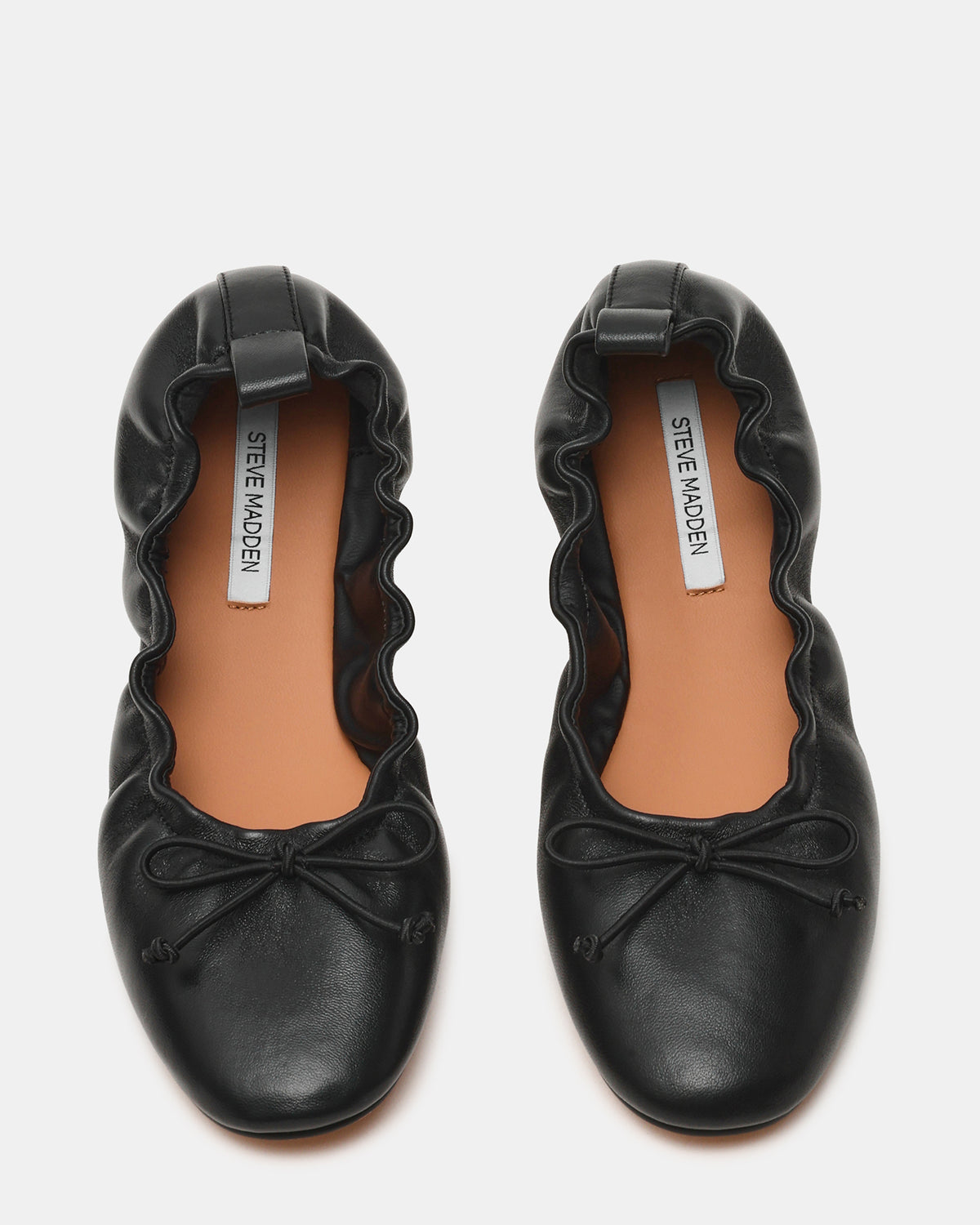 LANTI Black Leather Bow Round-Toe Women's Flat | Steve Madden