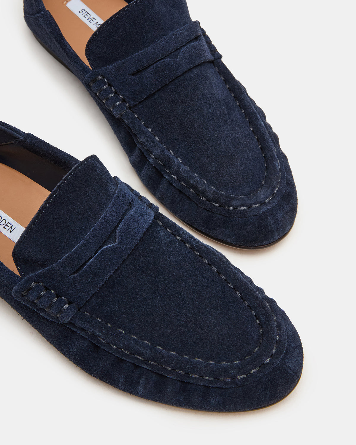 ROGER Navy Suede Slip-On Women's Loafer | Steve Madden