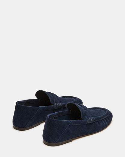 ROGER Navy Suede Slip-On Women's Loafer | Steve Madden