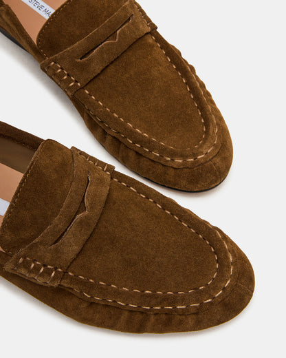 ROGER Taupe Suede Slip-On Women's Loafer | Steve Madden