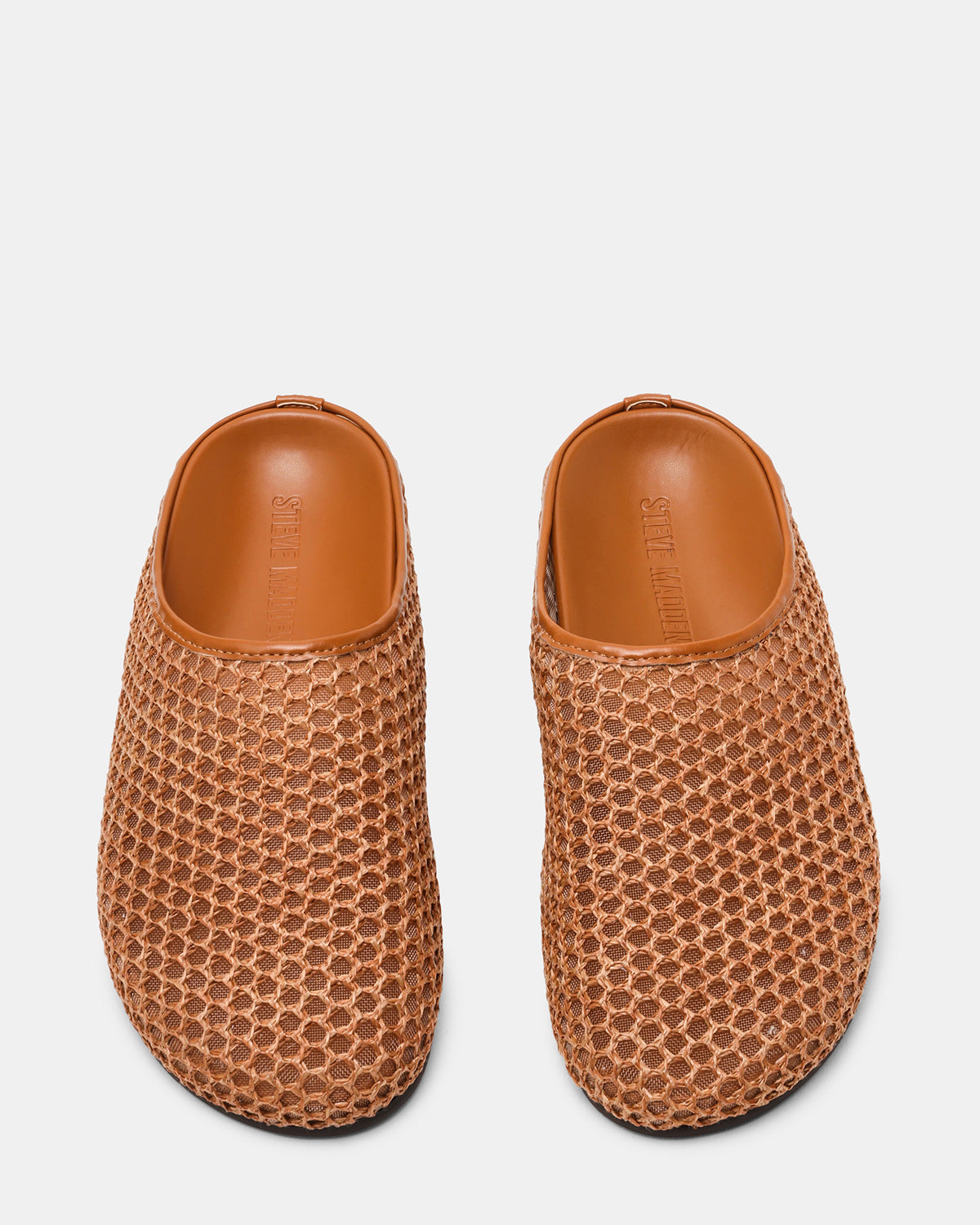 FERN Tan Raffia Mesh Mule Slip-On Round-Toe Women's Flat | Steve Madden