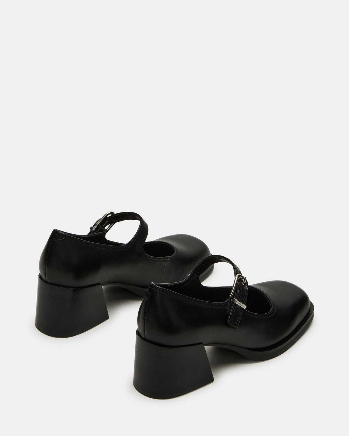 LISBON Black Leather Square-Toe Mary Jane Women's Loafer | Steve Madden