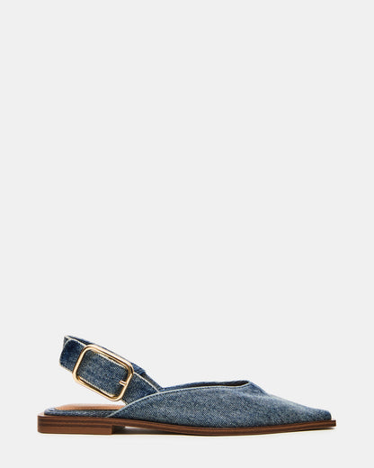 SHAY Denim Fabric Pointed-Toe Slingback Ballet Women's Flat | Steve Madden