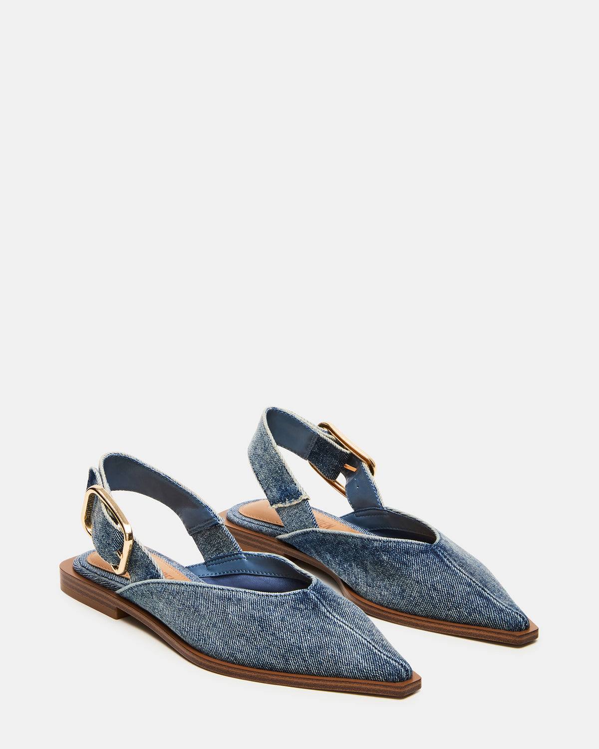 SHAY Denim Fabric Pointed-Toe Slingback Ballet Women's Flat | Steve Madden