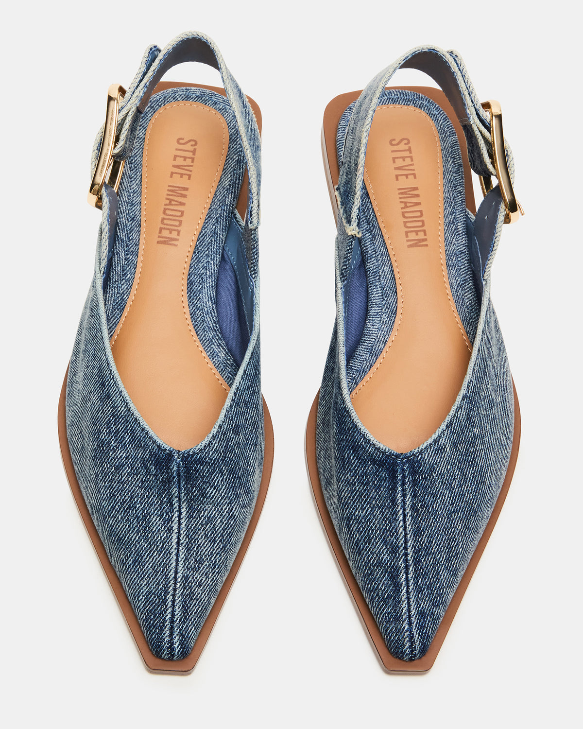 SHAY Denim Fabric Pointed-Toe Slingback Ballet Women's Flat | Steve Madden