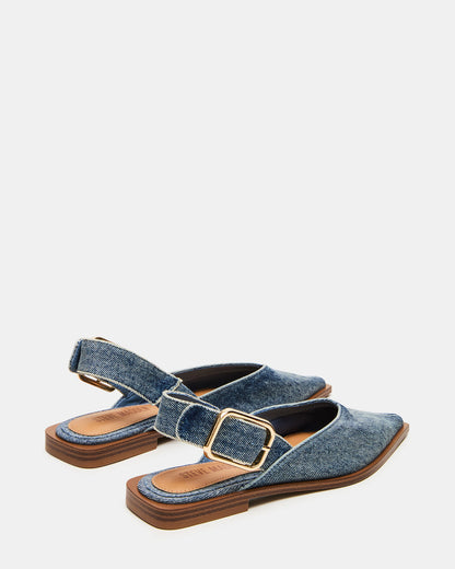 SHAY Denim Fabric Pointed-Toe Slingback Ballet Women's Flat | Steve Madden