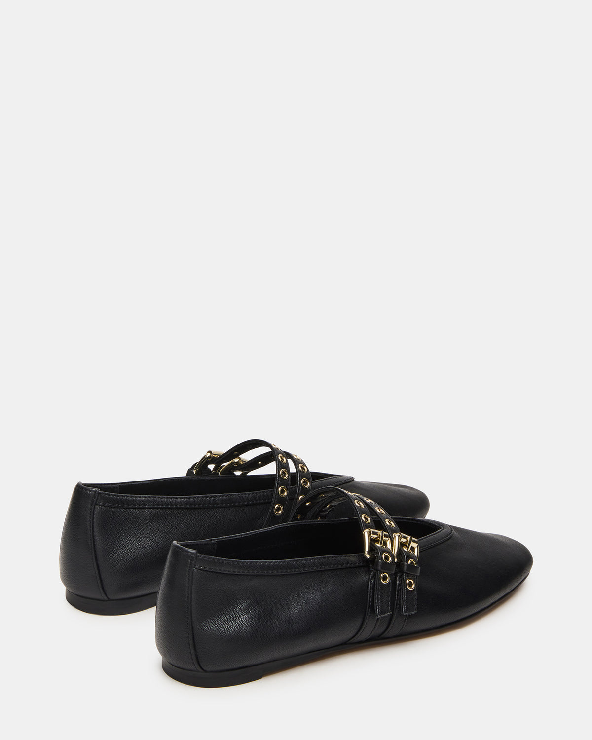 LYDIA Black Leather Square-Toe Mary Jane Ballet Women's Flat | Steve Madden
