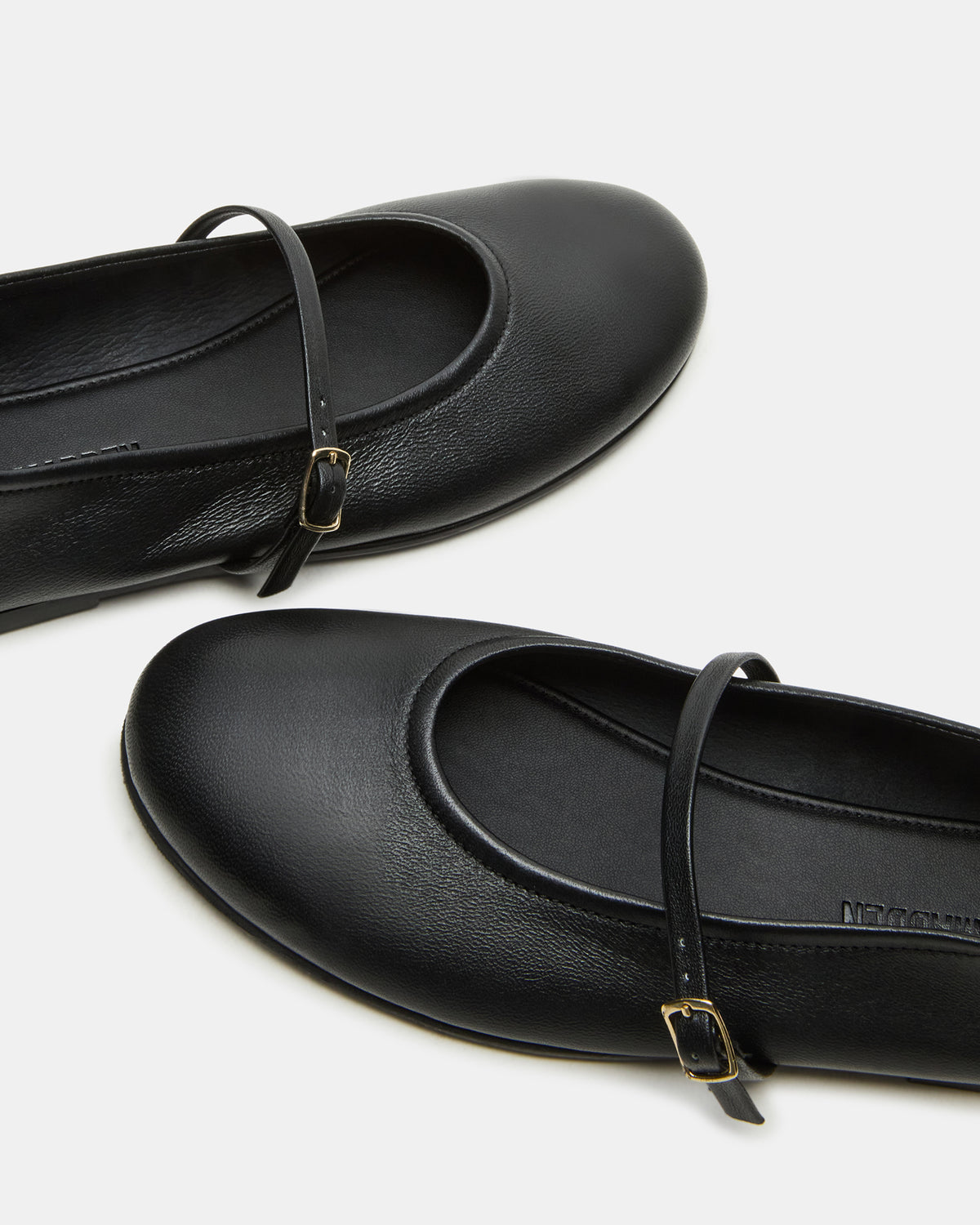BESETTE Black Leather Mary Jane Ballet Women's Flat | Steve Madden