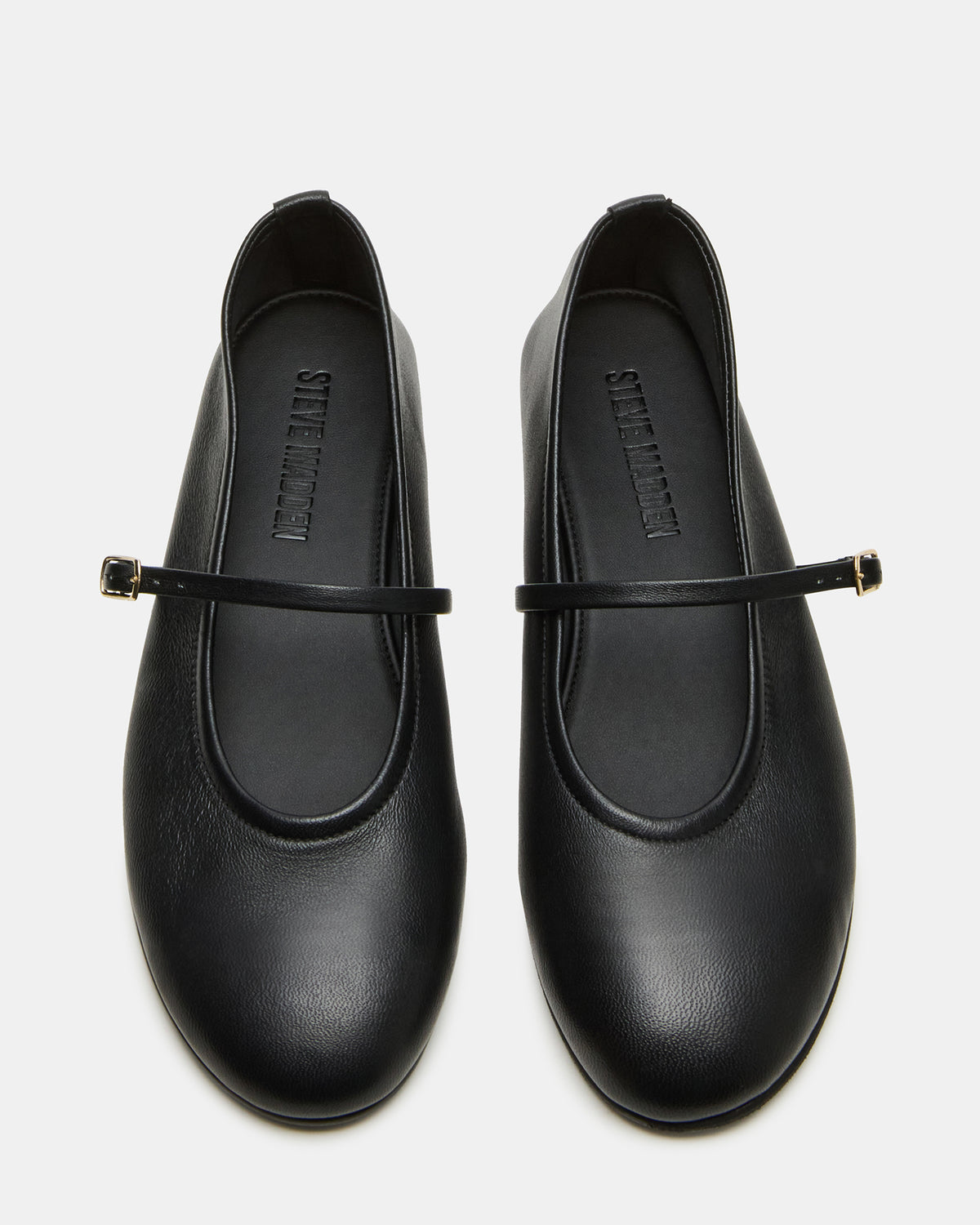 BESETTE Black Leather Mary Jane Ballet Women's Flat | Steve Madden
