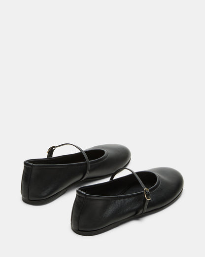 BESETTE Black Leather Mary Jane Ballet Women's Flat | Steve Madden